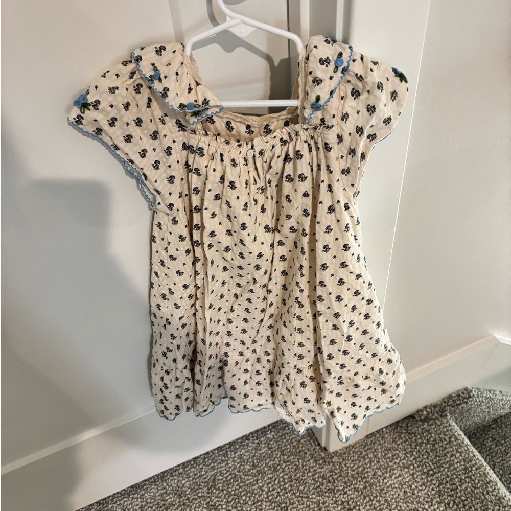 Emile et Ida Cream Floral Kids Blouse